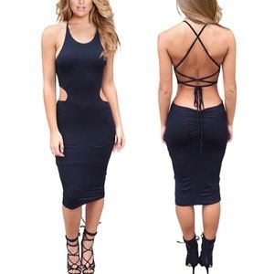 NWT: Backless Black MIDI Dress